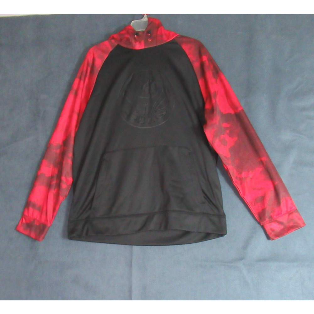 And1 Hoodie Mens Large Black Red Basketball Embossed Logo Active Raglan Sleeve